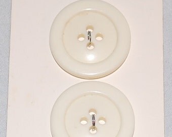 1 Inch Round White Buttons on card by La Mode - 2 Buttons per Card