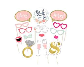 Bachelorette Party Photo Booth Props - Photo Props - Bach Bash - Bride to be - Watercolor - Wedding Shower - Bridal Shower -She said yes