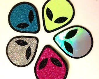 Alien patch/pin holographic glitter goth grunge sci fi space punk tumblr space