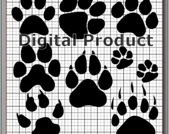 Paw Prints SVG, (dxf, eps, pdf, png, svg, studio3 file types), Animal Tracks Die Cut Files, Silhouette Cameo, Cricut, Instant Download