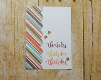 Thanks Greeting Card / Handmade / Blank Inside Greeting Card / Stamped Greeting Card / Thanks Greeting Card / Fall Card