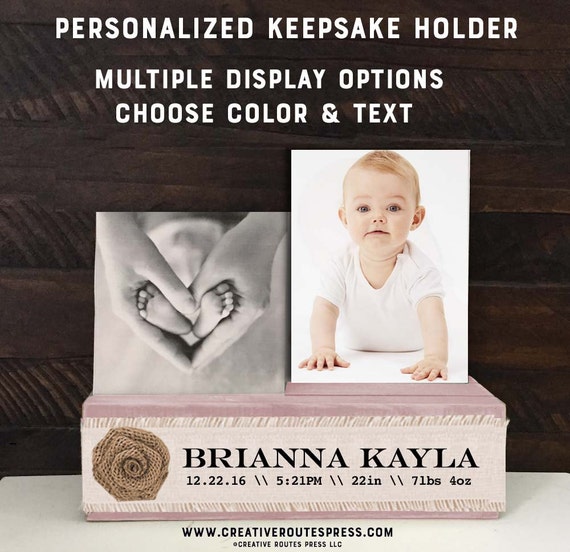 Gift for Baby Personalized Birth Announcement Block with Baby