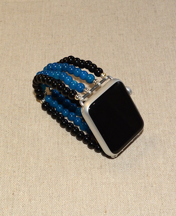 Apple Watch Band 38mm - 42mm Apple Watch Strap Accessories - Gold Lugs Adapter - Stretch Fit No Clasp iWatch Strap - iWatch Band Silver