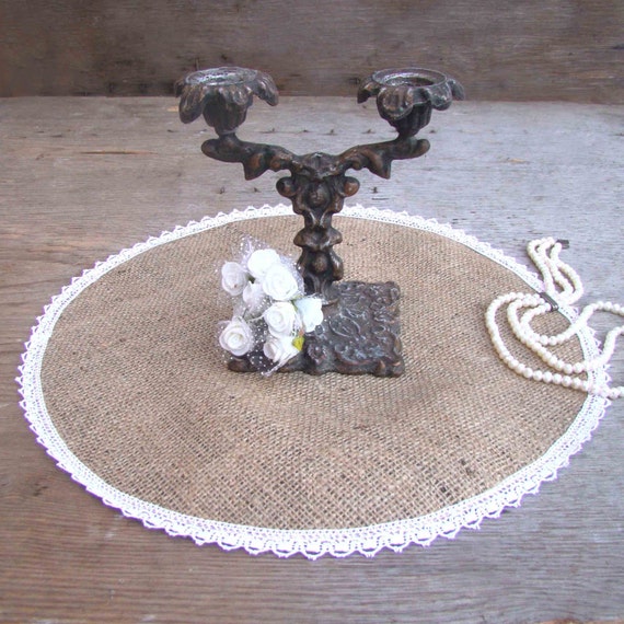 Round Burlap Placemat Circular Wedding Centerpiece by Tatianaday