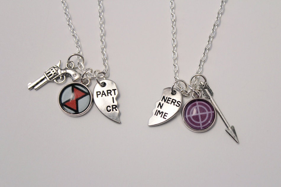 Clint Natasha BFF Necklaces Marvel Comic Inspired Jewelry