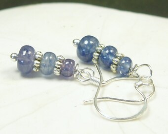 Genuine High Quality Blue Sapphire Earrings/Large Natural Sapphire Dangle Earrings/ Sterling Silver/ Sapphire/ September Birthstone