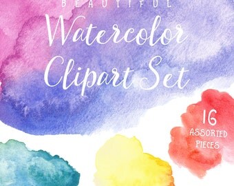 80% OFF SALE Watercolor Clipart, Watercolor Clip Art, Watercolor, Textures, Blobs, Shapes, Printable, Commercial Use