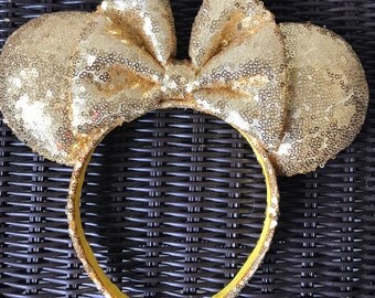 Gold Full Sequin Minnie Mouse Ears