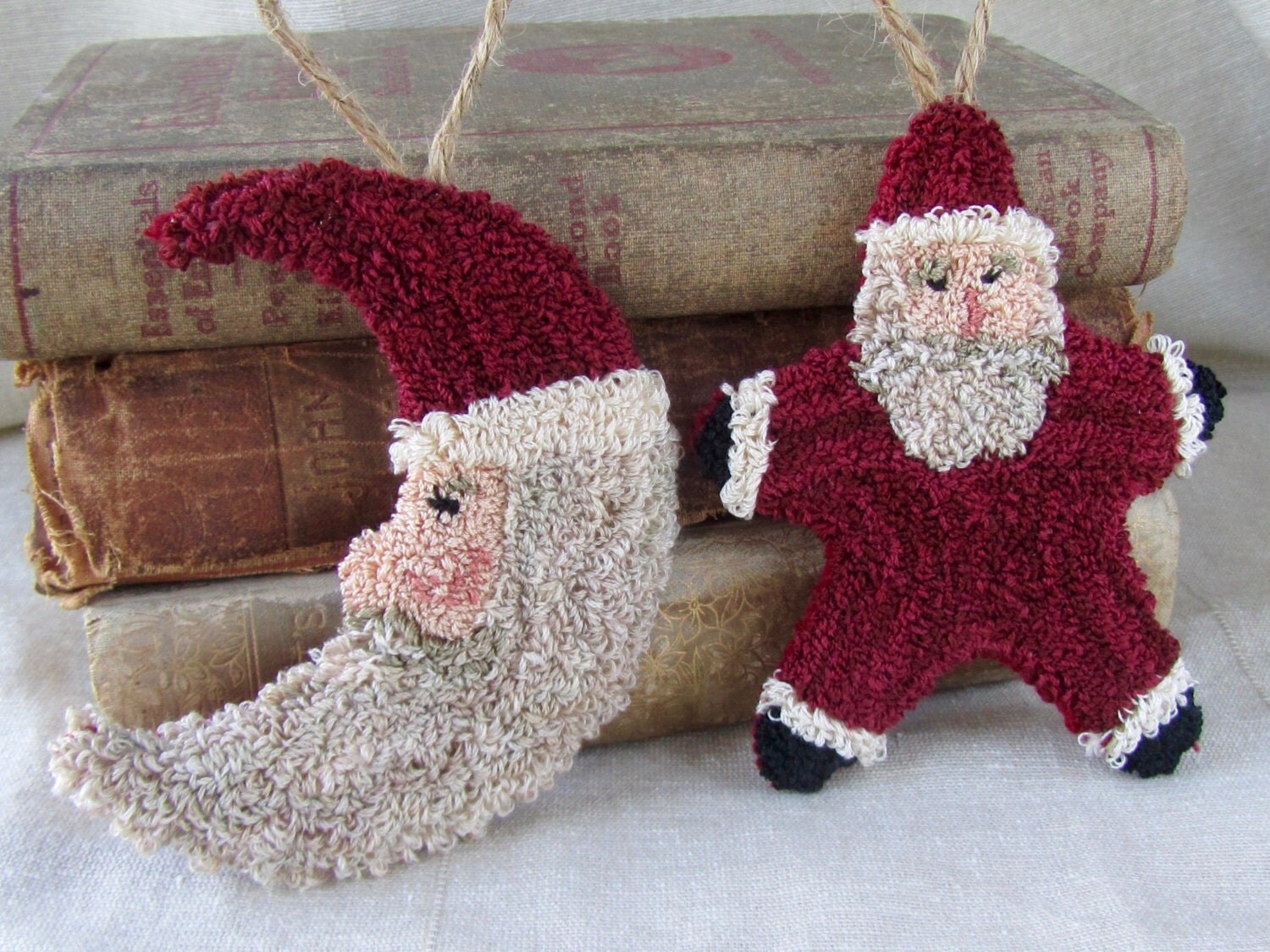 Punch Needle Pattern Santa Ornaments Star Santa Moon