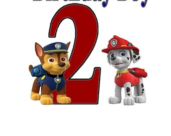 Paw Patrol Iron on Fabric transfer personalized custom Birthday day iron on Transfer T-shirt