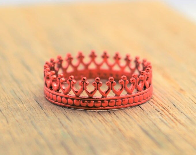 Red Ring, Red Wedding, Red Crown Ring, Princess Ring, Red Ring, Red Jewelry, Tiara Ring, Silver Crown Ring, Queen Ring. Princess Crown Ring