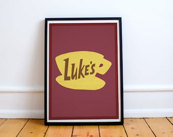 Luke's Diner Sign Poster - Gilmore Girls - Lorelai - Rory - Luke - Stars Hollow - Retro Travel Print - Gilmore Girls Poster