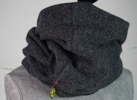 Loop-Scarf-Wool I Loop-scarf I Knit-cowl I dark-grey I Wool-Accessories I Wool-knit-scarf