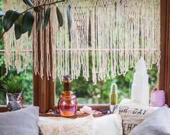 Macrame for Home. Fiber Art Window Curtains and Bohemian Art Wall Hanging
