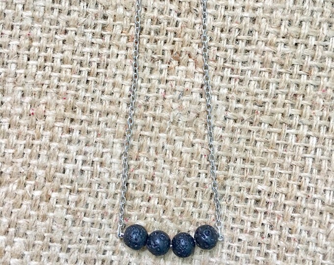 Lava Stone Necklace, Lava EO Necklace, Lava Stone Diffuser, Diffuser Necklace, Aromatherapy Jewlery, Stone EO Necklace, Beaded Diffuser