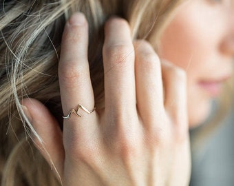 Mountain Ring sterling silver; gold or silver mountain ring; mountains are calling; mountain jewelry; mountain range ring; dainty jewelry