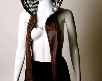 leather bohemian hood, leather hood, bamboo lined hood, leather animal hood, leather rave hood, leather assassins creed hood, leather hood,