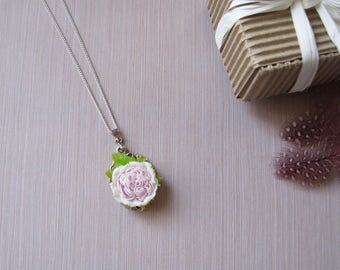 Pastel necklace Rose pendant Flower necklace Bridal necklace Blush Wedding necklace flower Pink rose necklace blush necklace for bride gift