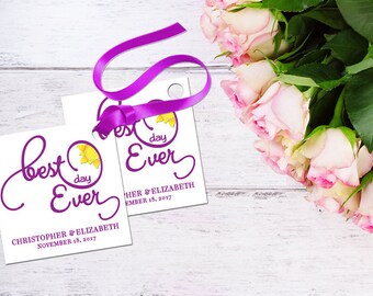 PRINTABLE 2"x2" "Best Day Ever" favor tags; EDITABLE; Disney wedding; gift tags; bridal; personalizable; fairytale wedding; Tangled