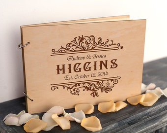 Wedding Guest Book Rustic Guest Book Monogrammed wedding guestbook Wedding Keepsake Engraved Custom guest book Wedding album rustic album