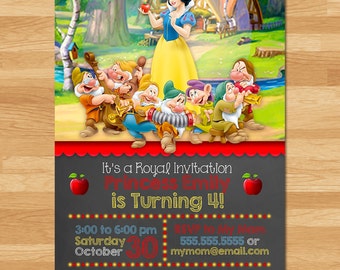 Snow White Invitation - Chalkboard - Snow White Invite - Disney Princess Invite - Princess Printables - Snow White Birthday Party Favors