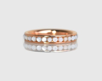 pearl ring rose gold, promise ring, anniversary ring, eternity ring, eternity band, rose gold eternity ring, eternity wedding band
