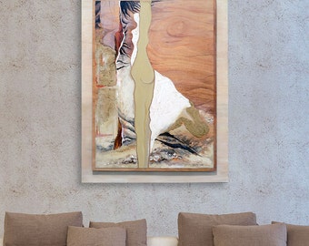 Wood Acrylic Painting, Large Wall Art, Mixed Media Art, Painting On Wood, Abstract Painting Original, Textured Painting Woman, Abstract Art