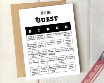 Graduation Party Game "Find the Guest Bingo" Printable Template / 5x7 Card / Editable Instant Download / Funny Grad Party
