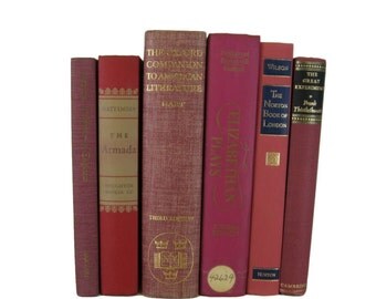 Red Pink Rose Books Decorative Vintage Books for Wedding Decor, Home Decor, and Photography Prop , Gift for Book Lovers