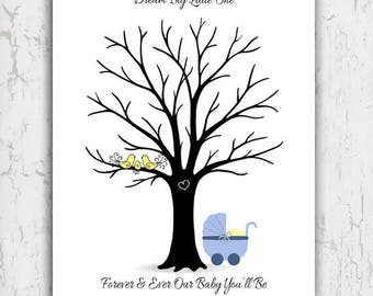Baby Shower Guest Book Alternative, Thumbprint Tree, Unique Guestbook, Guest Book Tree, Adoption, Dream Big Little One Printable File 11x14"
