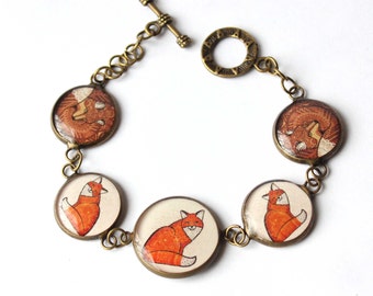 Fox gifts|for|girlfriend gift|for|kids fox jewelry fox bracelet fox baby shower woodland baby shower animal baby shower mommy and me jewelry