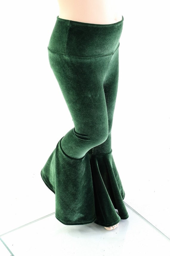 green bell bottom pants