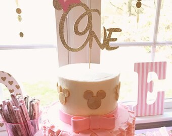 One Minnie Mouse cake topper, one cake topper, 1st birthday minnie mouse cake topper, 1st birthday cake topper, Minnie Mouse first birthday
