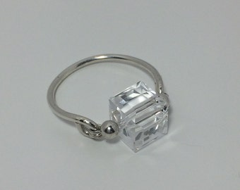 Crystal Clear Crystal Swarovski Crystal Ring ~ Wire Wrapped Ring ~ Wire Wrap Ring ~ Swarovski Ring ~ Sterling Silver Ring