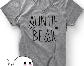 Gift for Aunt Auntie Bear T-Shirt T Shirt Tee Mothers Day Womens Ladies Funny Sis Present Baby Shower Pregnancy Announcement Reveal Sister