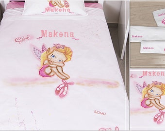 Fairy bedding set, hand painted girls bedding set, custom bedding, personalized bedding gift, nursery bedding, fairy bedroom, birthday gift