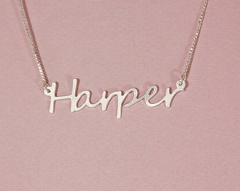 Mens name necklace men nameplate necklace silver name necklace for him name necklace for men harper name necklace