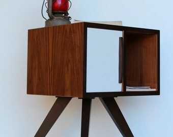 Mid Century Modern Bedside Table/ Walnut Wood Nightstand/ Custom Made/ Handmade