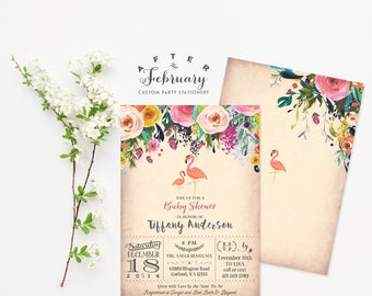 Flamingo Baby Shower Invitations // Flamingo Party // Flamingo Invitation Tropical Baby Shower Invitation Girl Printable No.94BABY