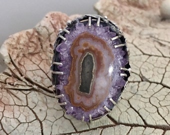 AMETHYST RING, Statement Ring, Druzy Ring, Amethyst Druzy, Handcrafted Ring, Gemstone Ring, Artisan Ring, 925 Sterling Silver