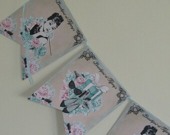 Breakfast at Tiffany's Audrey Hepburn Hollywood Bunting Banner Garland Birthday,Party,Decoration