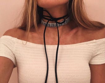 Denim Choker Necklace