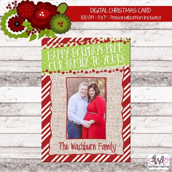 Items similar to PERSONALIZED CHRISTMAS CARD: Happy Holidays Photo