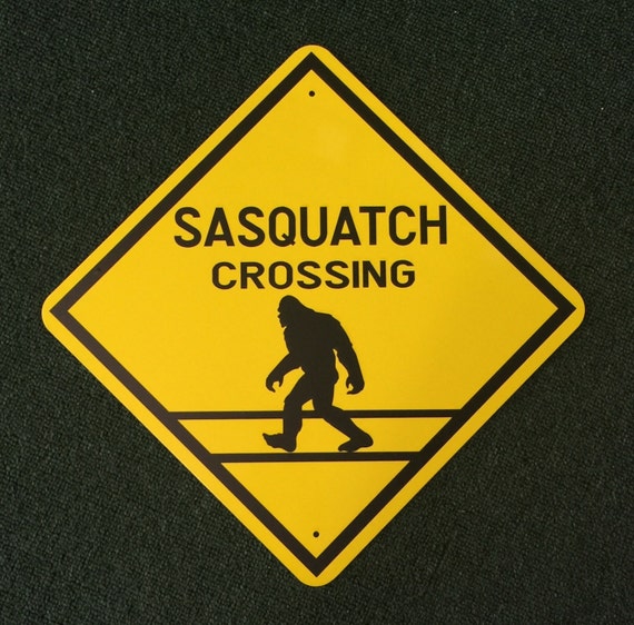 Sasquatch Crossing Metal Sign