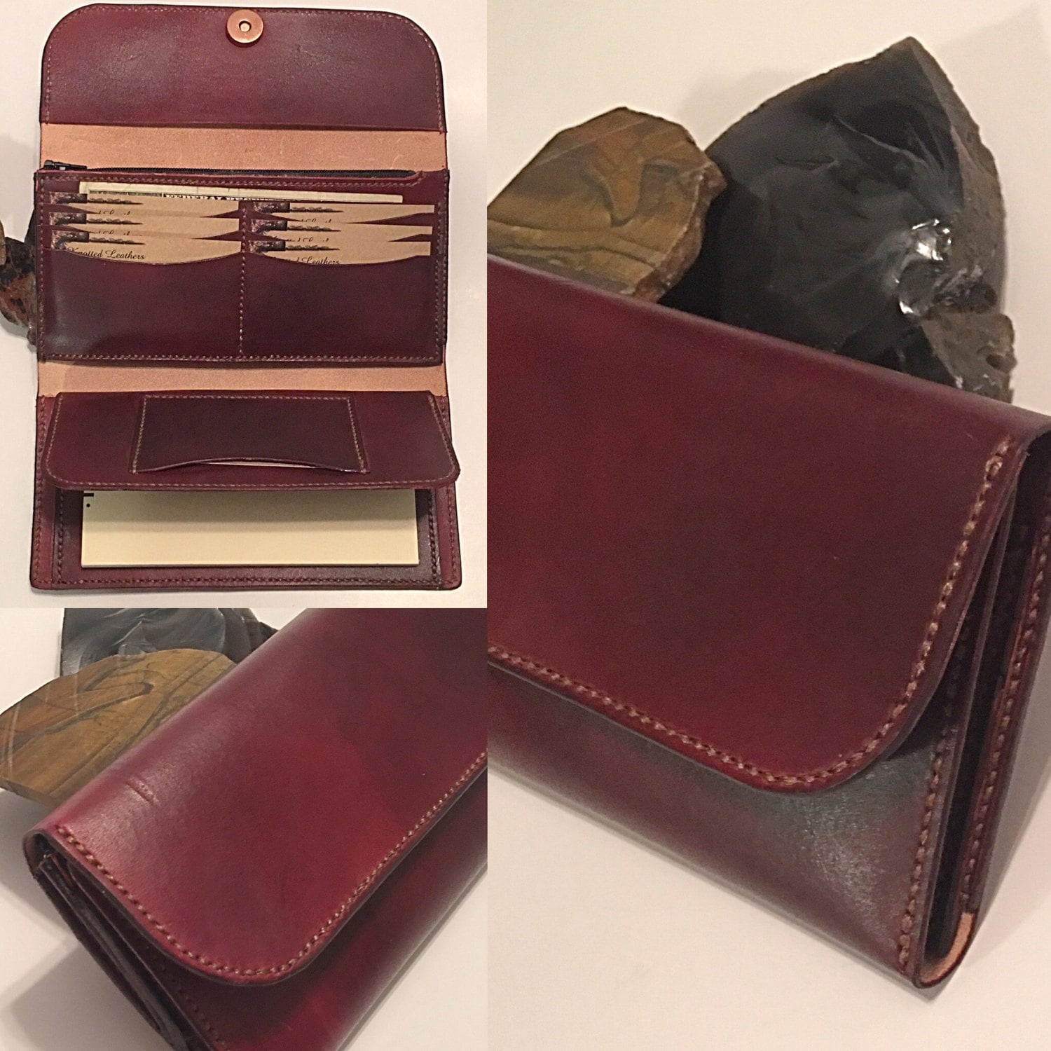Ladies Handmade Leather Checkbook Wallet Leather Checkbook