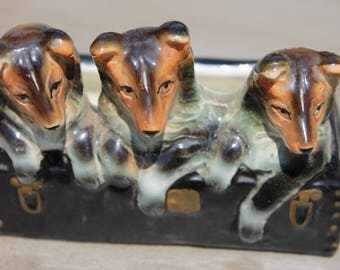 SOLD!!! Vintage Chase Hand Painted Japan Dogs