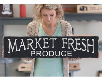 Market Fresh Produce Rustic Home Decor Wood Sign | Kitchen Sign | Farm Fresh Bakery Sign | Farmhouse Style Sign | Mom Gift