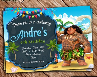 SALE 50% OFF Maui Moana Birthday Invitation Printable - Maui Birthday Theme - Moana Invitation for Girls and Boys - Maui Moana Celebration