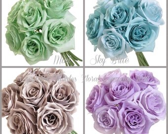 Open Rose Silk Wedding Bouquet - Silk Flower Wedding Bouquet