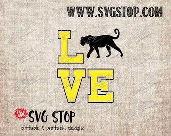 Panther Love design Svg, Dxf, Jpg, Png, & Eps files for Silhouette Cricut Vinyl Cutting and Printing